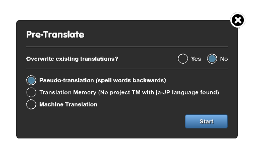Pre-Translate Dialog