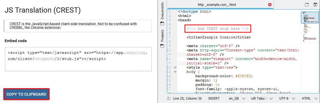Copy from the Dashboard and paste into the head