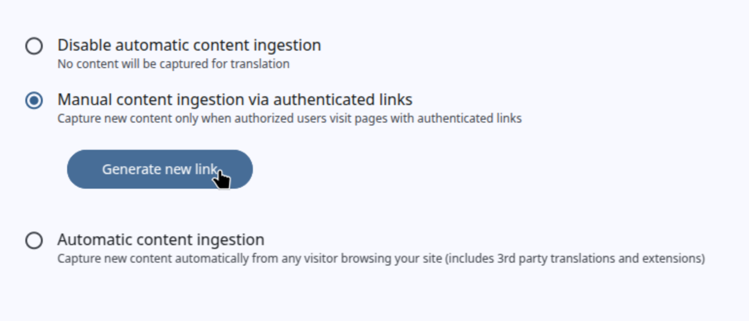 Content ingestion options