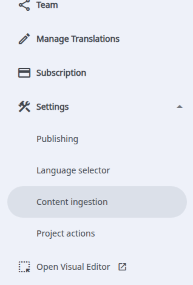 Content ingestion settings location
