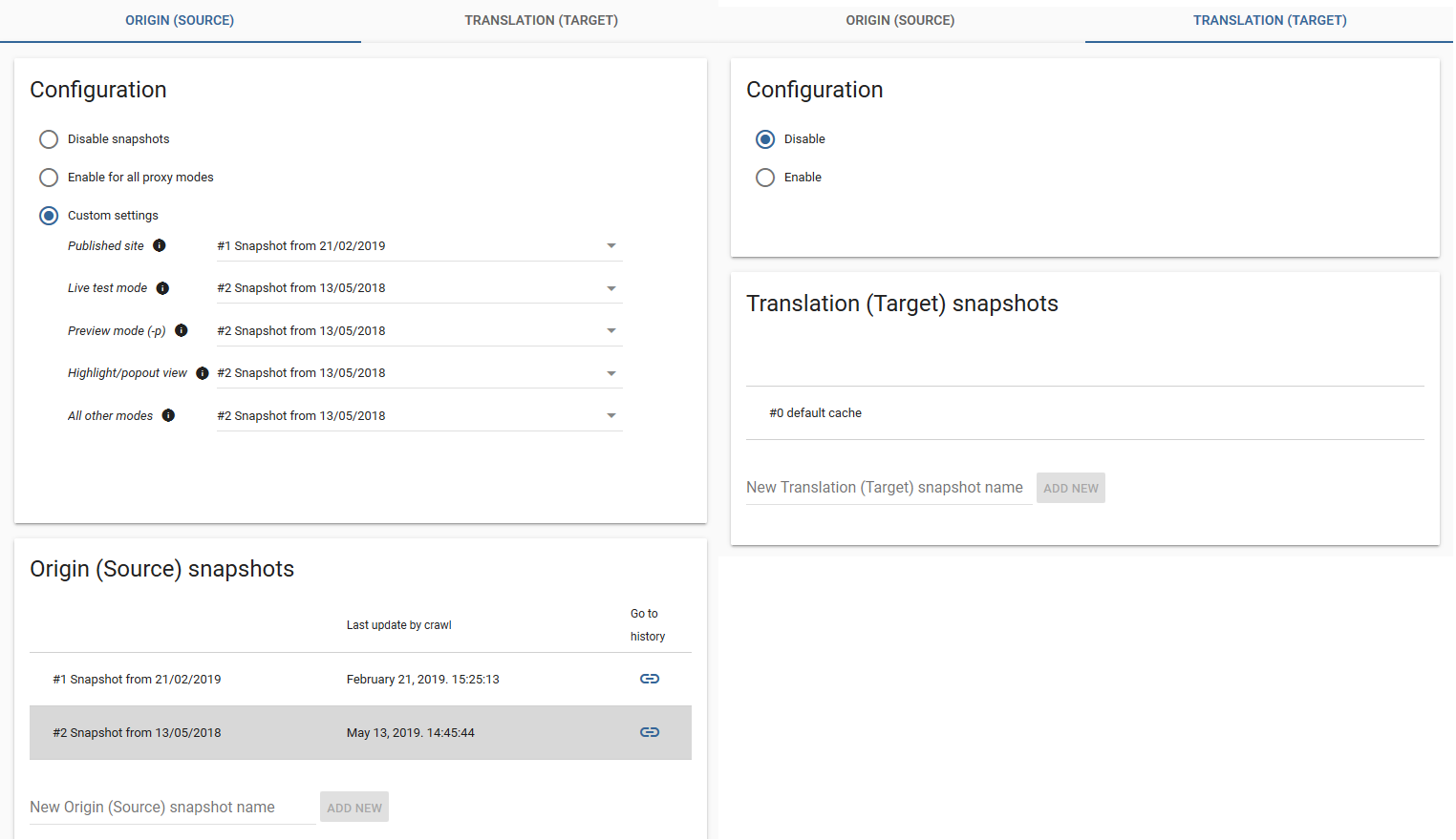 Sample Snapshot configuration