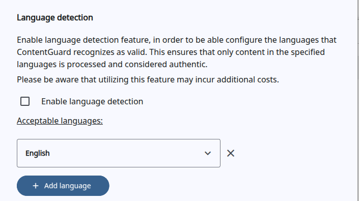 Language detection settings