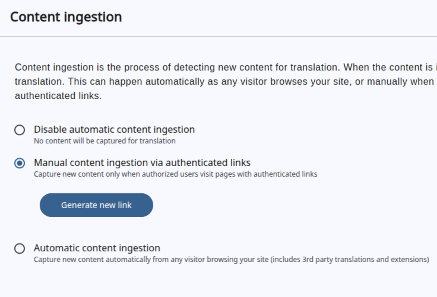 Manual ingestion settings location