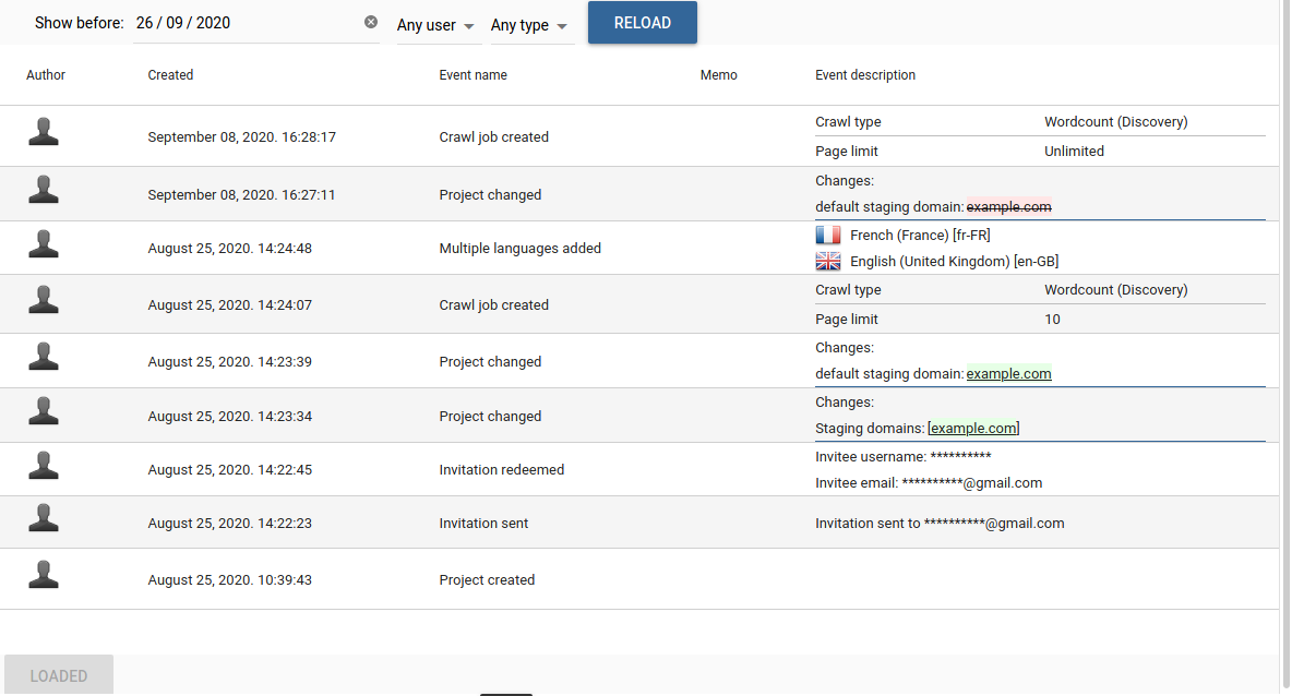Audit log
